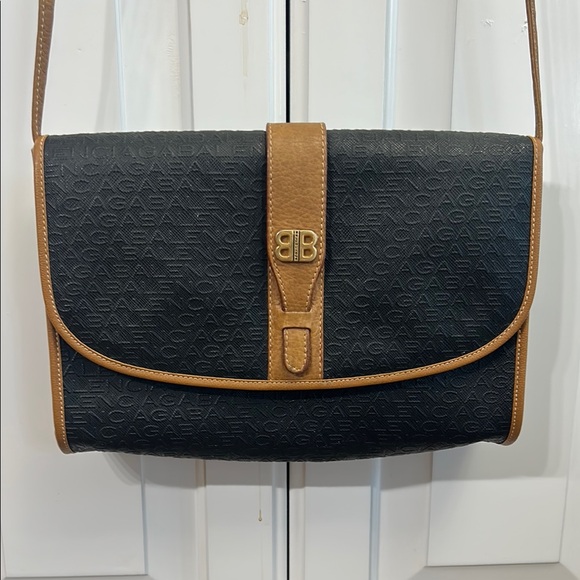 Balenciaga Black and Tan Crossbody Bag - Picture 1 of 9